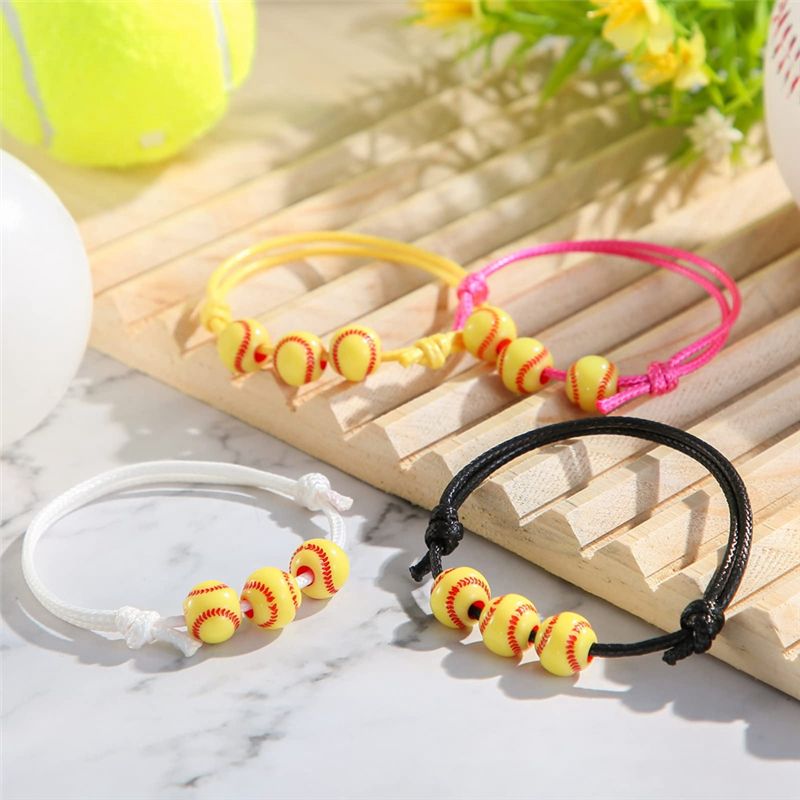 20Pcs Softball Bracelet Party Favors Softball Beads Friendship Bracelets Adjustable Beaded Bracelet Softball Gifts