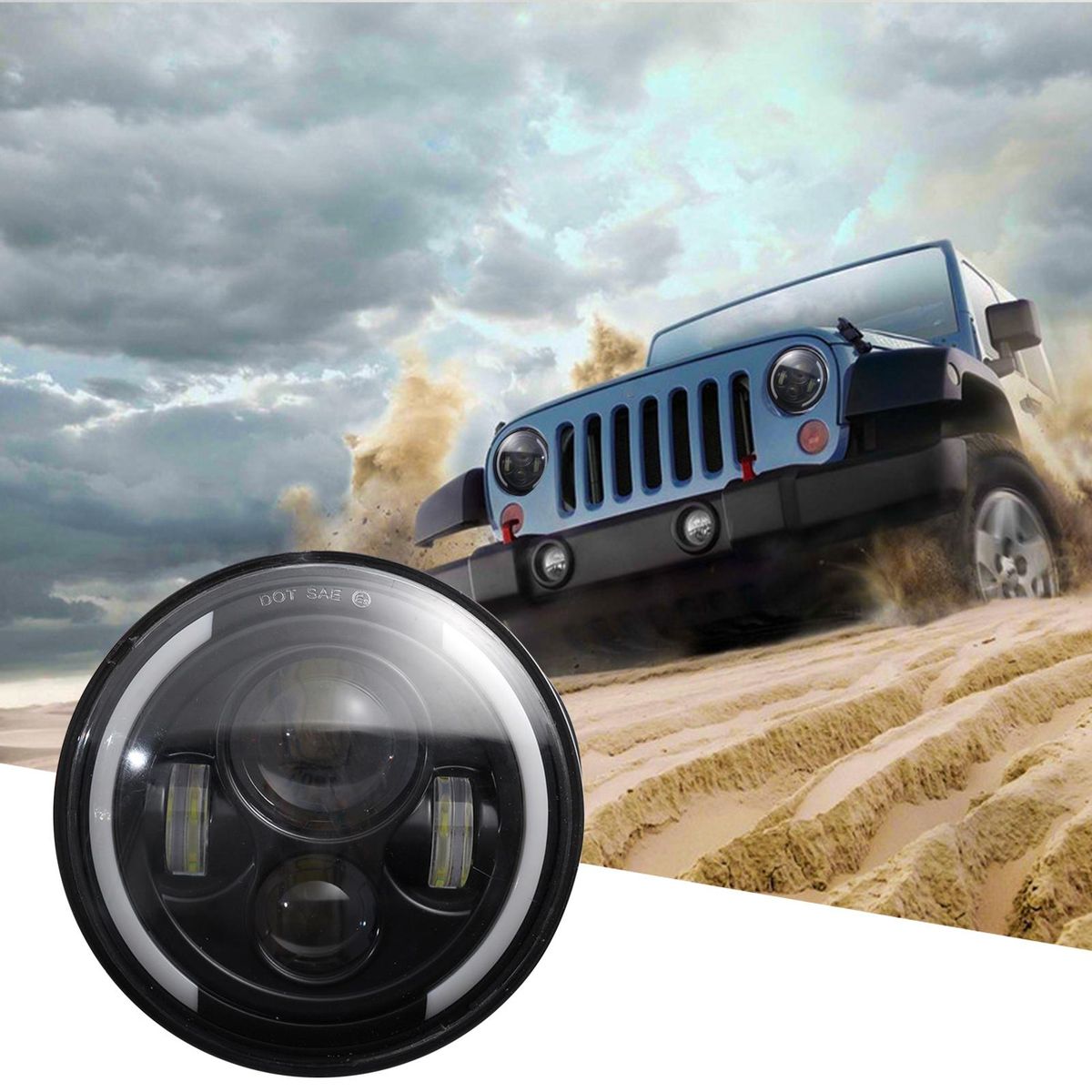 1pc 7 Inch Round Shaped LED Front Headlight Replacement For Jeep Wrangler JK LJ TJ CJ Motorcycles Headlight