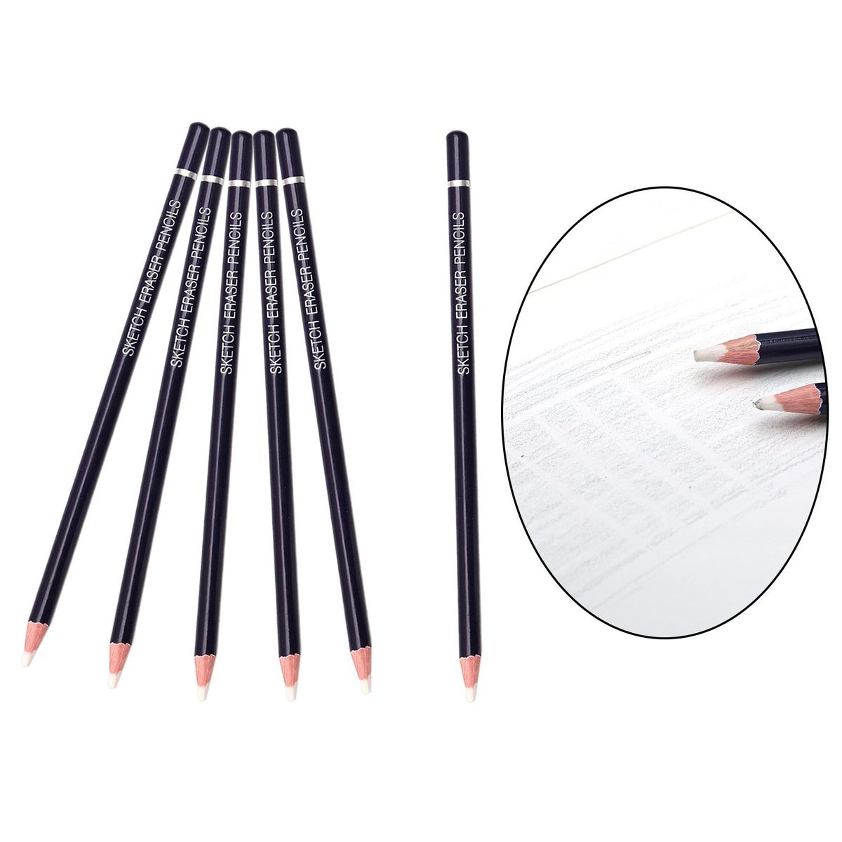 6pcs  Rubber Eraser Pencil Highlight Erasing For