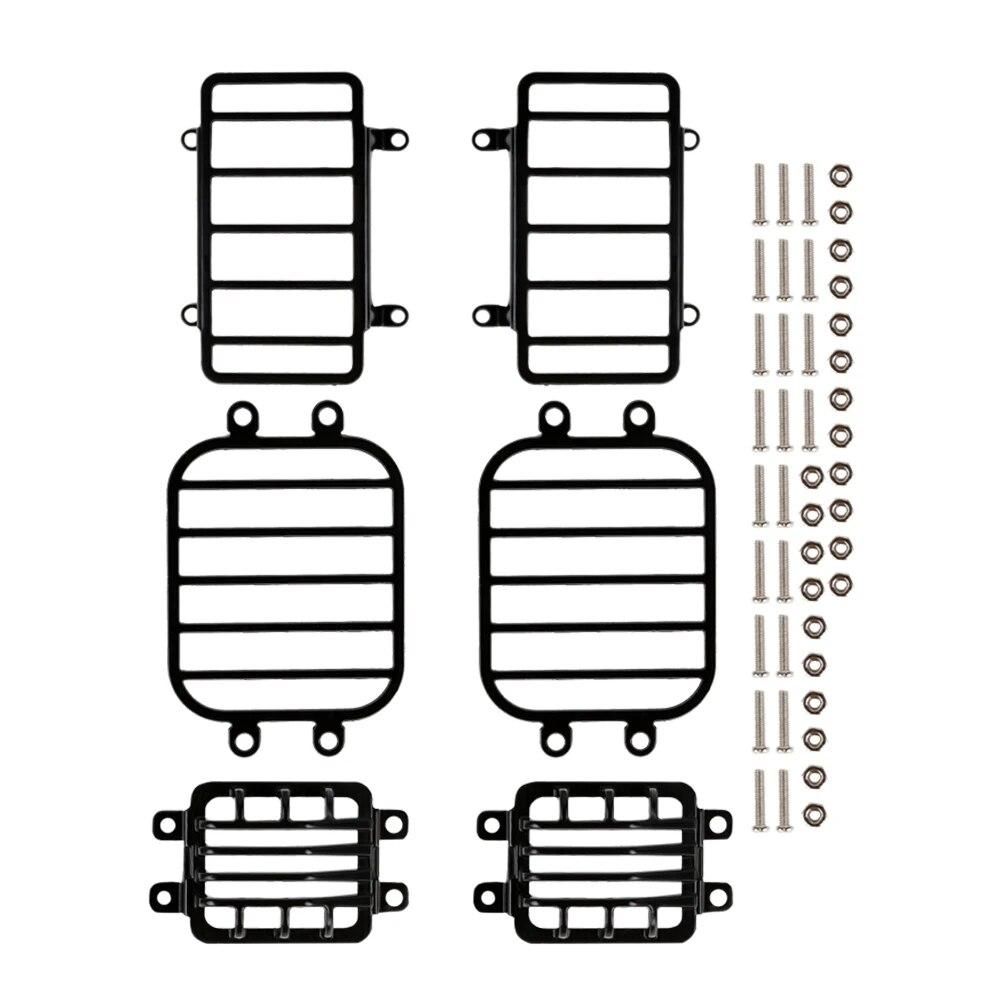 Black Metal 6PCS Front Rear LED Light Cover for 1/10 RC Crawler Car TRX-4 G500 TRX6 G63 Parts