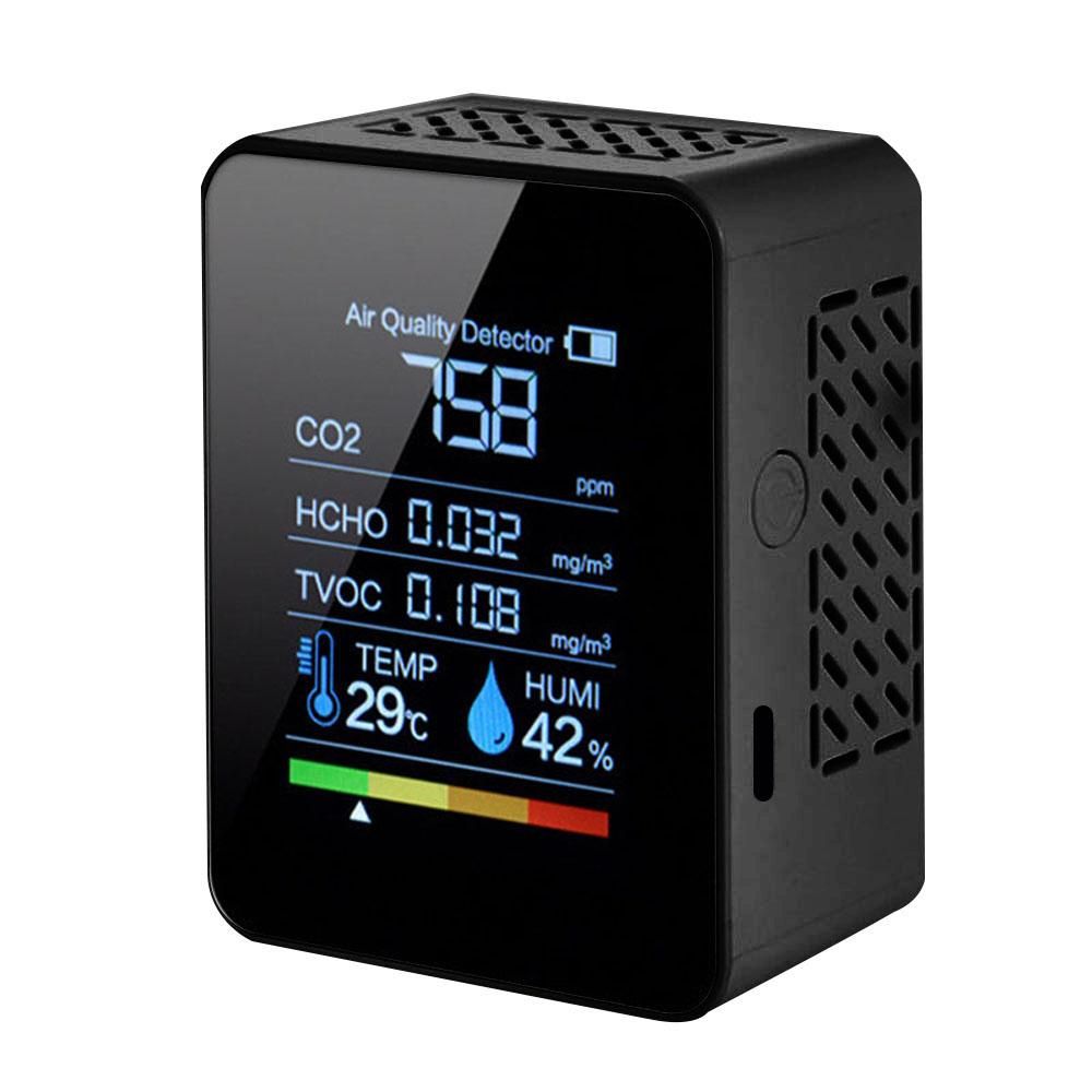 Multifunctional 5in1 CO2 Meter Digital Temperature Humidity Tester Carbon Dioxide TVOC HCHO Detector Air Quality Monitor