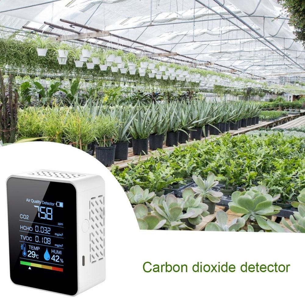 Multifunctional 5in1 CO2 Meter Digital Temperature Humidity Tester Carbon Dioxide TVOC HCHO Detector Air Quality Monitor