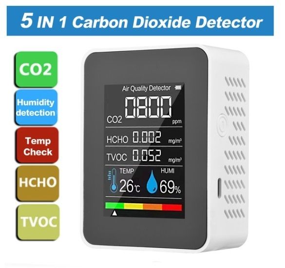 5 In 1 Multifunctional Air Quality Detector Formaldehyde Monitor LCD Display Home Air Quality Tester