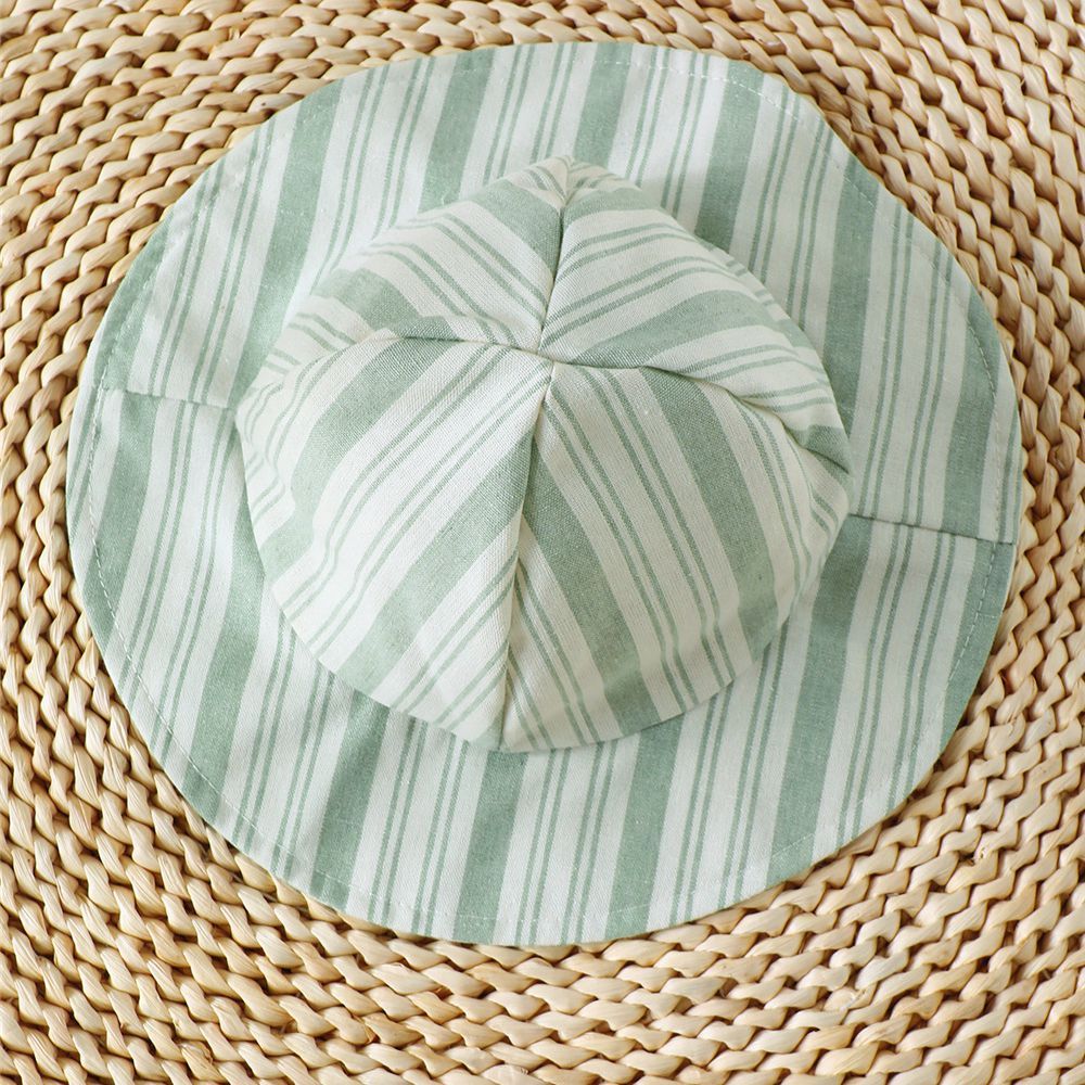 Baby Boy Green Polo Stripe Short Sleeve Romper+ Hat