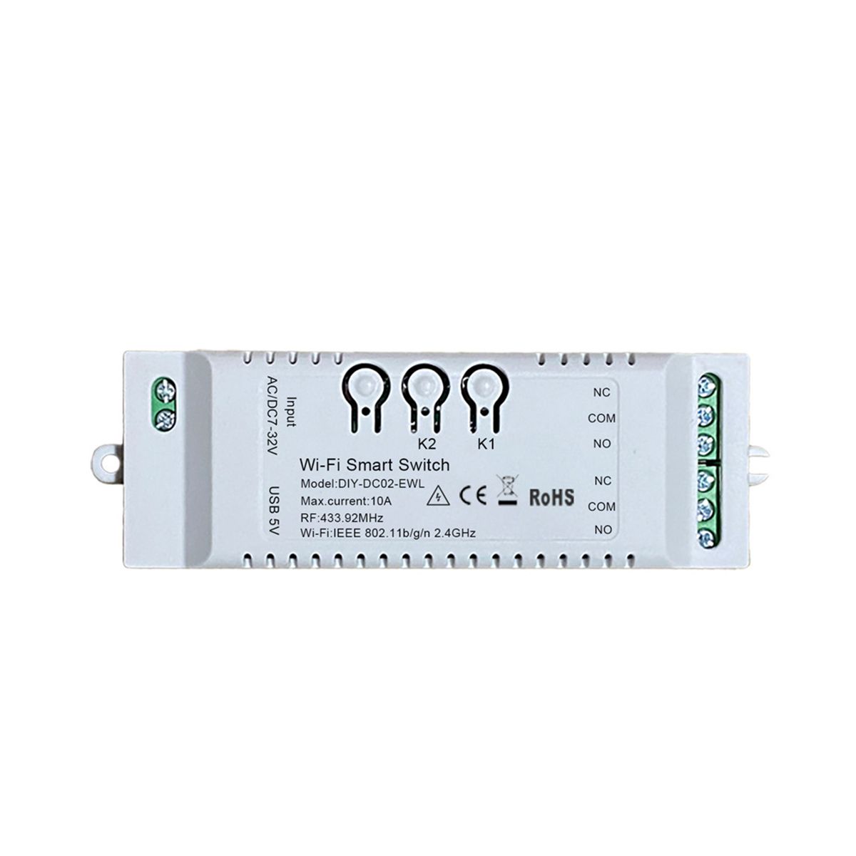 2CH WiFi Smart Switch DIY Timer 7-32V 2.4G WiFi+RF433+BT