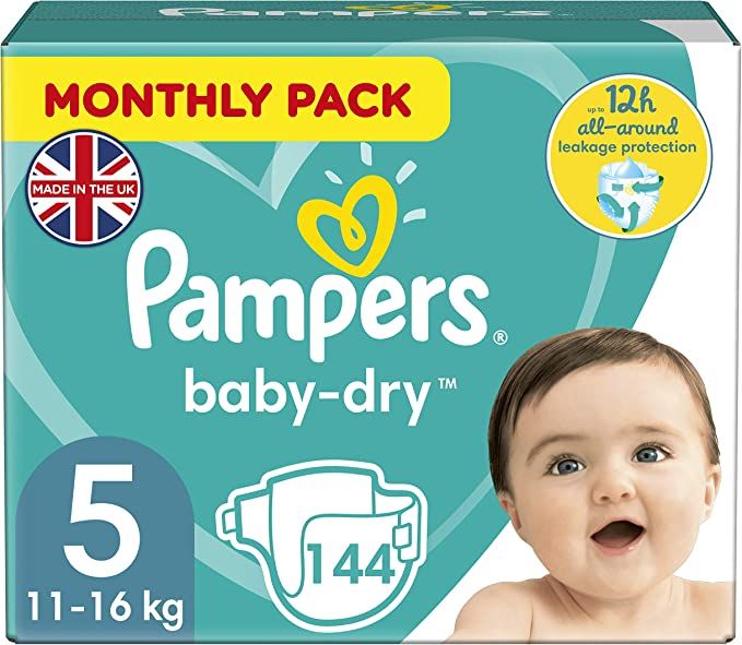 Baby Dry Nappies/Diapers Size 5, 11-16KG, (144ct).