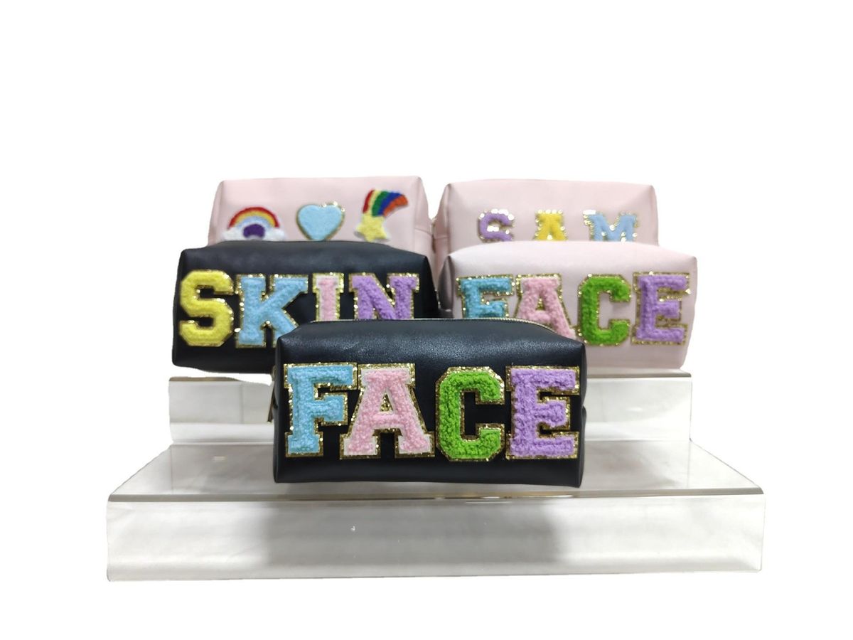 Korean Style Girl Mini Letter Pack Personalized Buggy Bag Candy Towel Embroidery Bags Student Pencil Case Pu Water-Repellent Cloth Bags