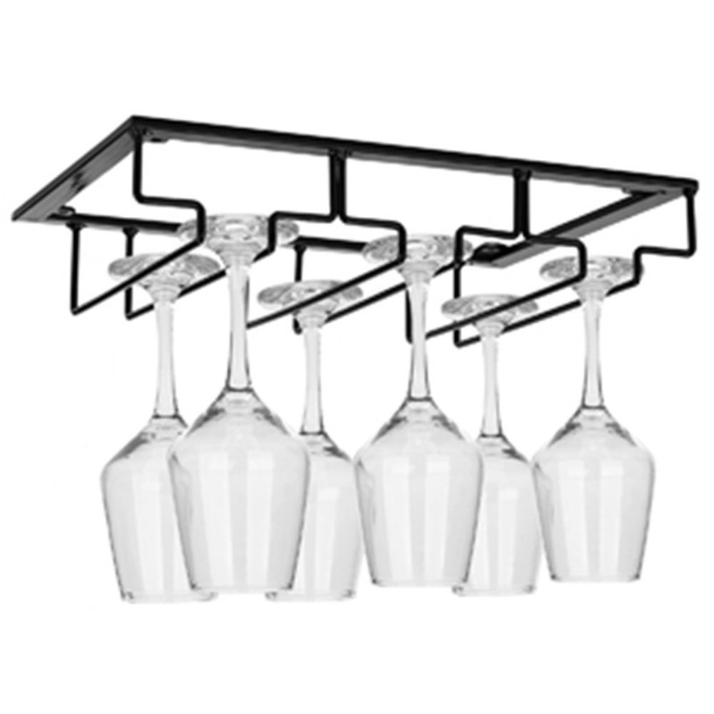 Wine Glasses Holder Hanging Upside Down Goblet Cup Display Rack Stand Organizer-Black