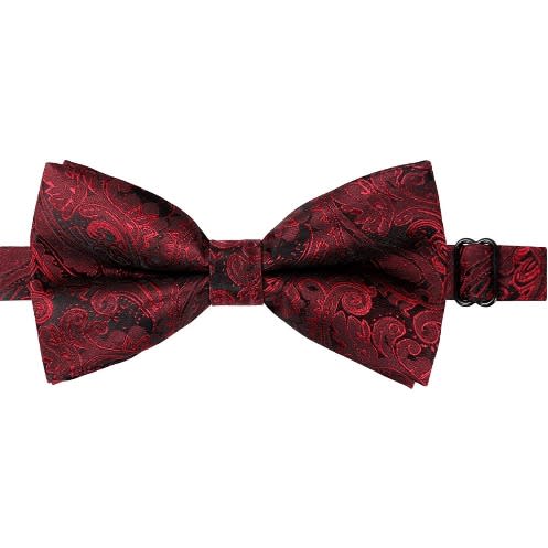 Men's Floral Bowtie With Cufflinks And Pocket Square  - Wine