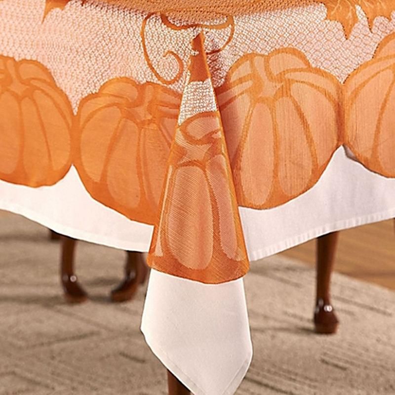7Pcs Thanksgiving Lace Fireplace Cloth Table Runner Table Cloth Pumpkin Maple Leaf Mantel Scarf Home Party Decor