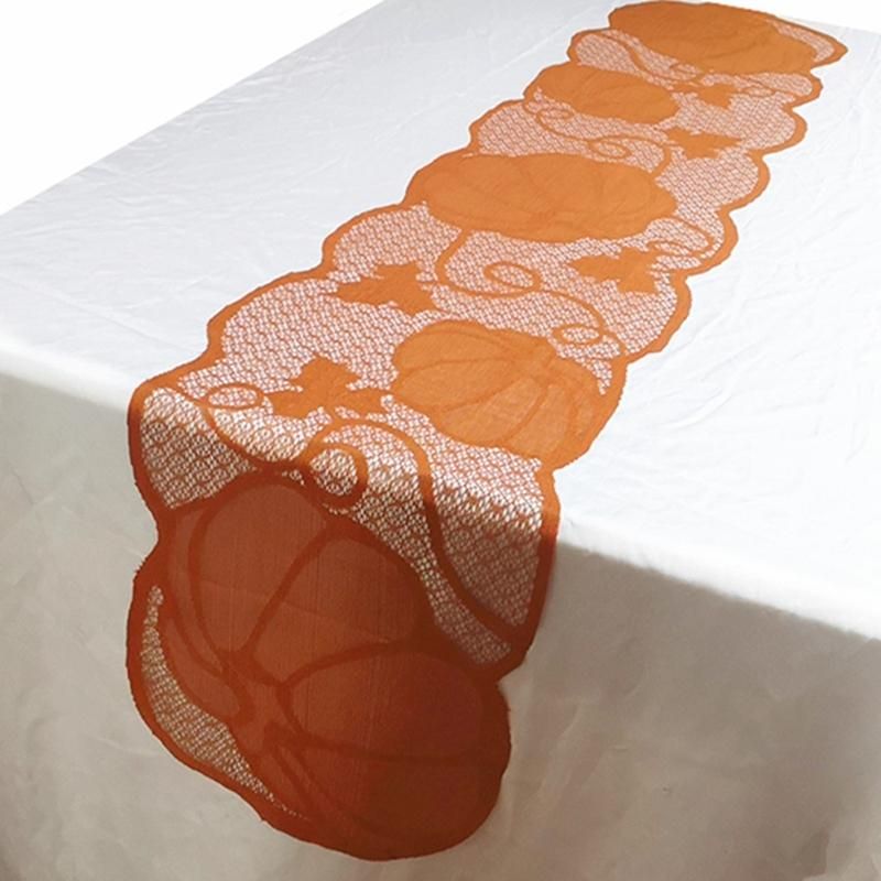 7Pcs Thanksgiving Lace Fireplace Cloth Table Runner Table Cloth Pumpkin Maple Leaf Mantel Scarf Home Party Decor