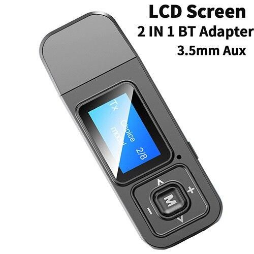 Bluetooth  Receiver Transmitter Audio Adapter LCD Display  Aux Wireless Stereo Music Adapter For TV PC Car Speaker
