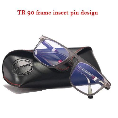 Matte Grey Square Tr90 Plastic Titanium  Optical Eyeglasses
