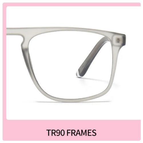 Matte Grey Square Tr90 Plastic Titanium  Optical Eyeglasses
