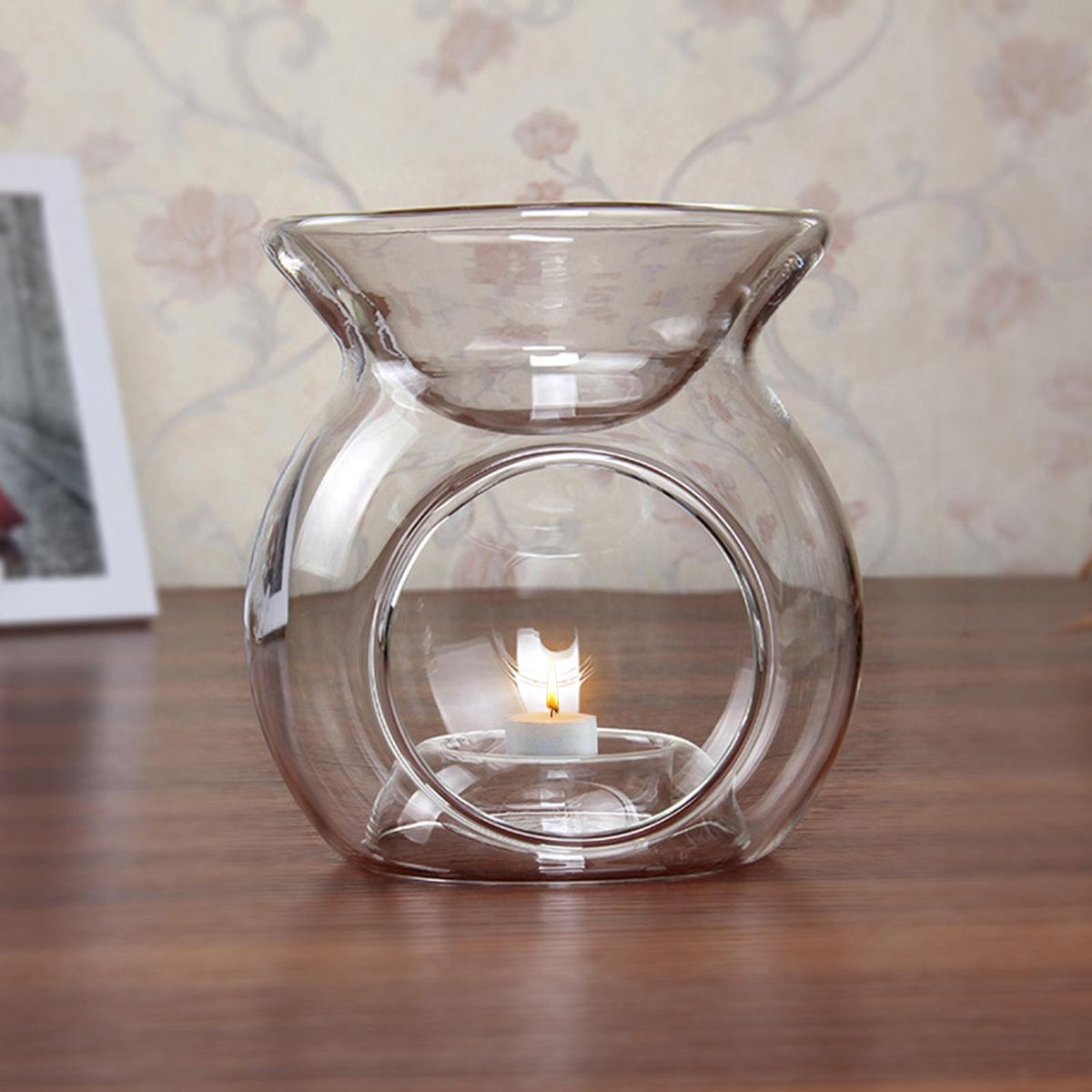 Home Decor Glass Candle   Holder Concave Bottom