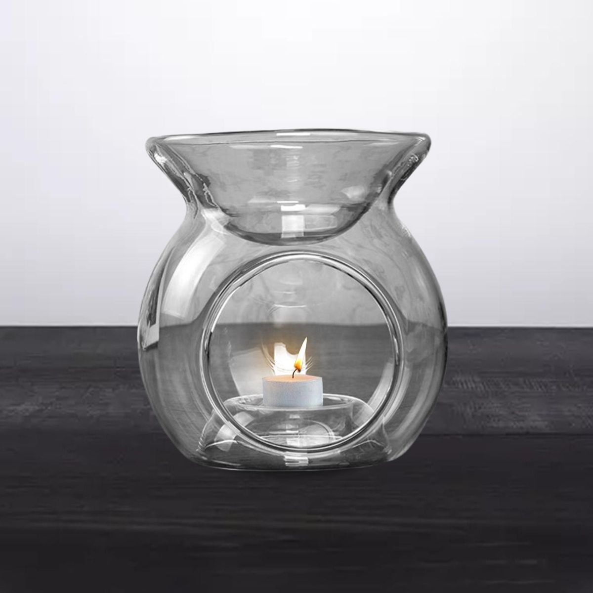 Home Decor Glass Candle   Holder Concave Bottom