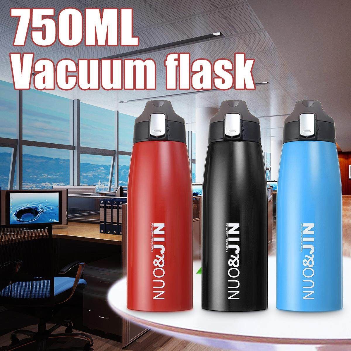 750ml/25oz Sports Stainless Steel Vacuum Drink Bottle Hot Ice Insulation Flask Black
