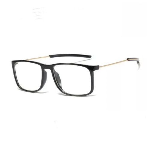 Black Square Plastic Titanium Prescriptionable Optical Eyeglasses