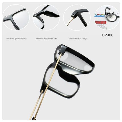 Black Square Plastic Titanium Prescriptionable Optical Eyeglasses