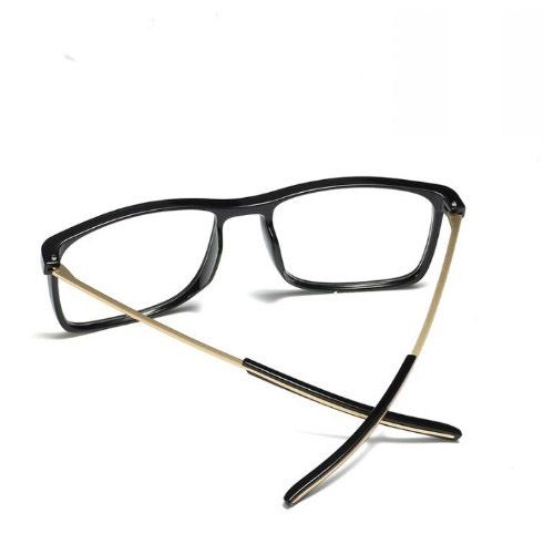 Black Square Plastic Titanium Prescriptionable Optical Eyeglasses