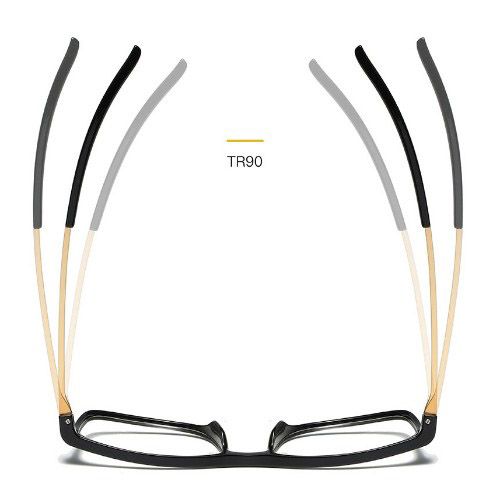 Black Square Plastic Titanium Prescriptionable Optical Eyeglasses