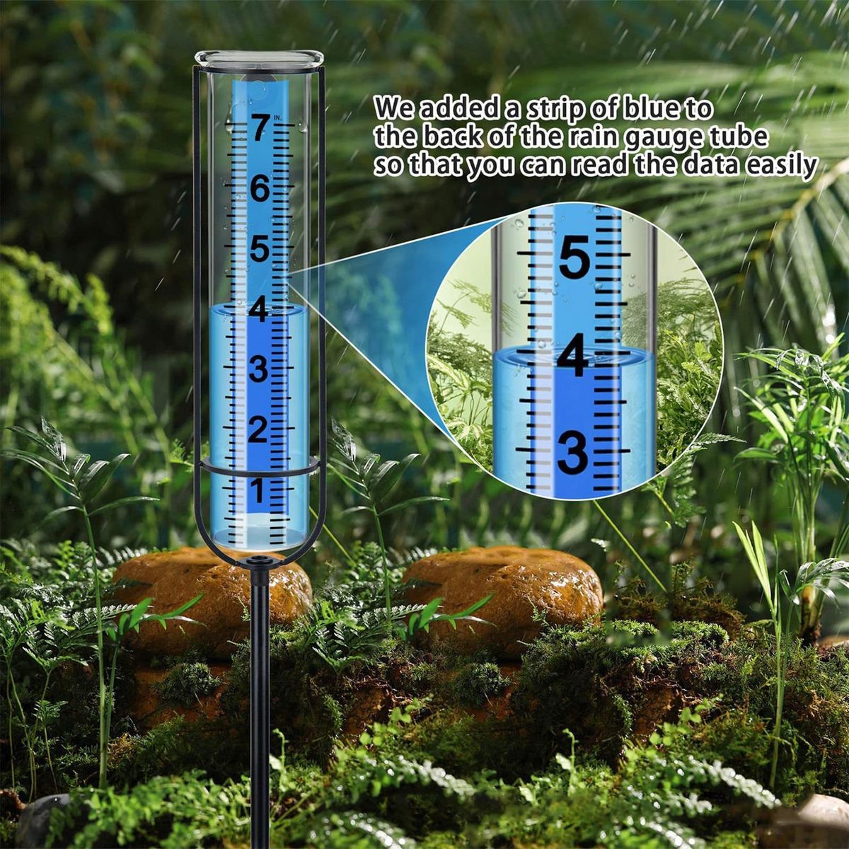 1 Set Rain Water Meter Garden Rain Detection Measuring Tool Black