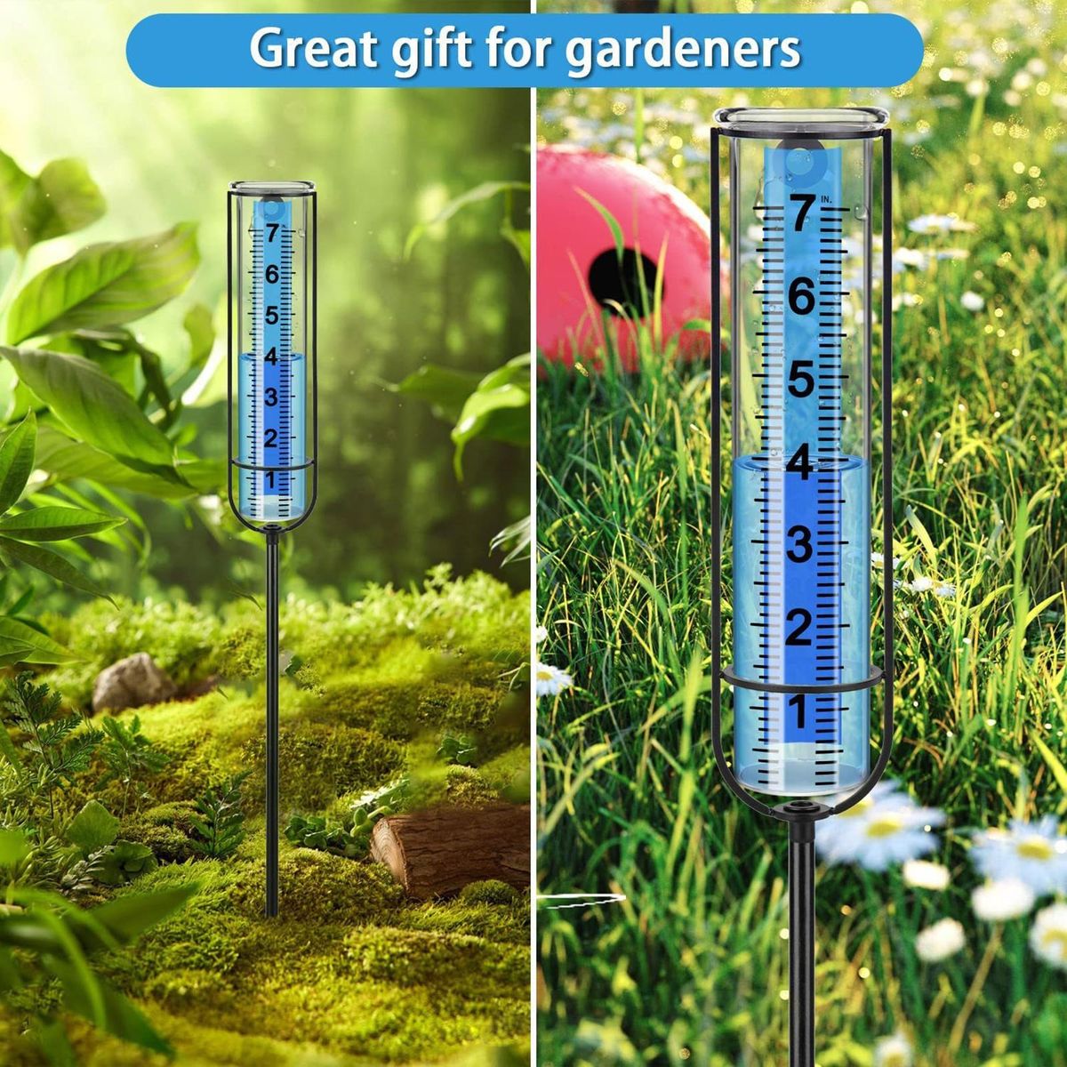 1 Set Rain Water Meter Garden Rain Detection Measuring Tool Black