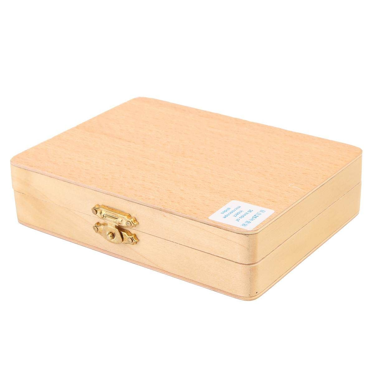 25Pcs Basic Science Microscope Glass Slides Sample With Wooden Box