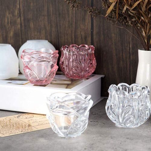 2 Style DIY Rose Flower Glass Glazed Cup Resin