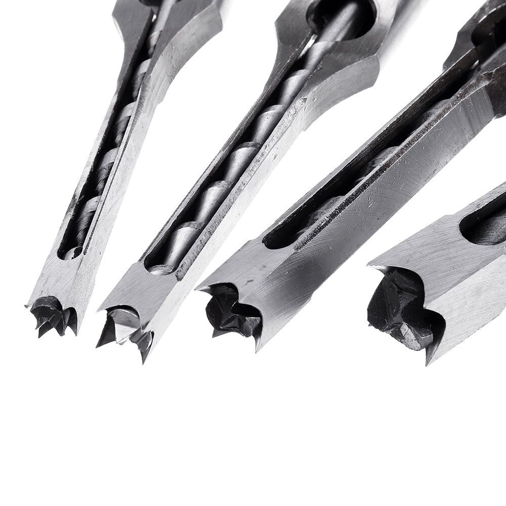 4PCS 6.35/7.94/9.5/12.7mm Woodworking Square Hole Drill Bit