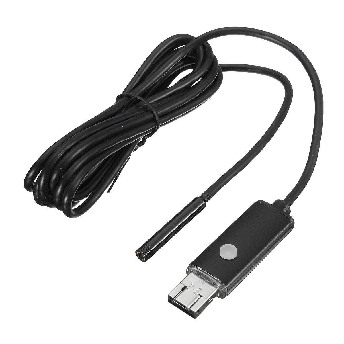 2 In 1 2M 5.5mm 6 LED USB Endoscope Inspection Camera Waterproof For Phone PC Black