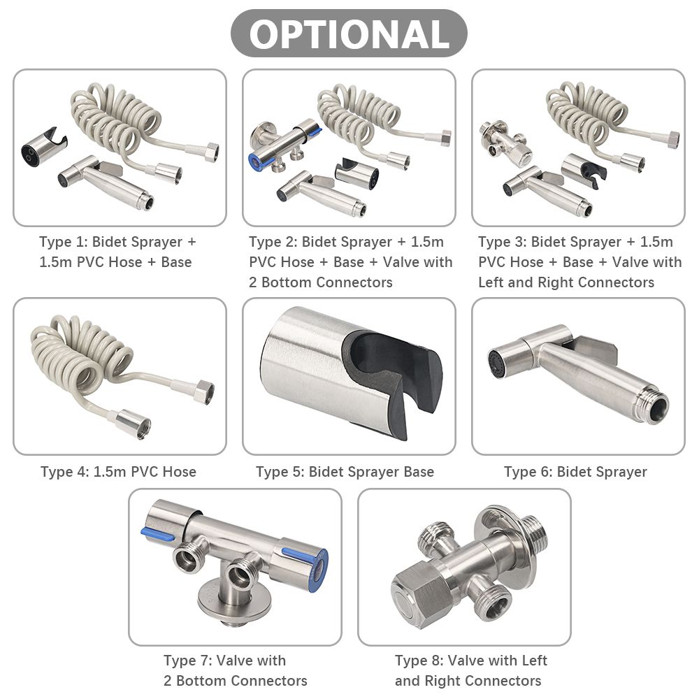 Handheld Bidet Sprayer For Toilet With 1.5m Telescopic Hose