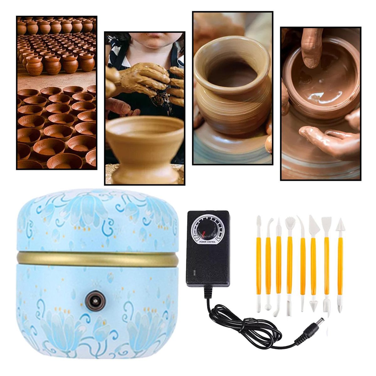 Mini Electric Pottery Wheel Machine For Adults Blue