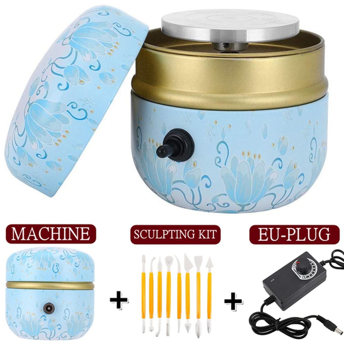 Mini Electric Pottery Wheel Machine For Adults Blue