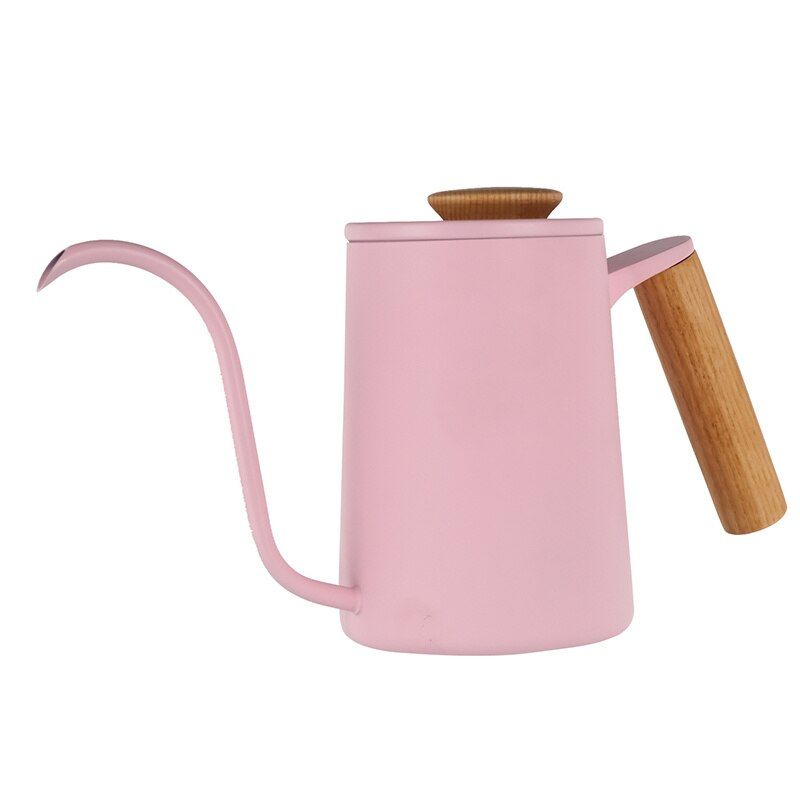 350ML/600Ml Stainless Steel Swallow Mouth Coffee Pot With Solid Wood Handle Long Mouth Drip Spout Coffee Accessories