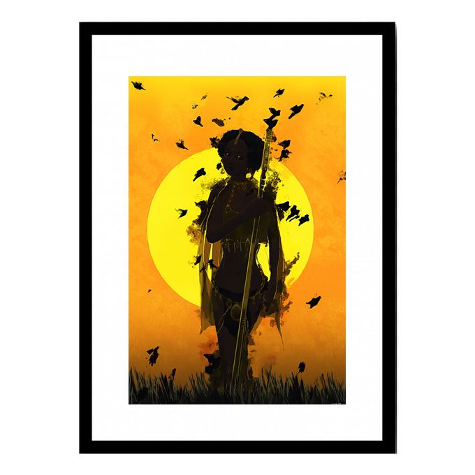 Lady Hunter Abstract Drawing Wall Frame