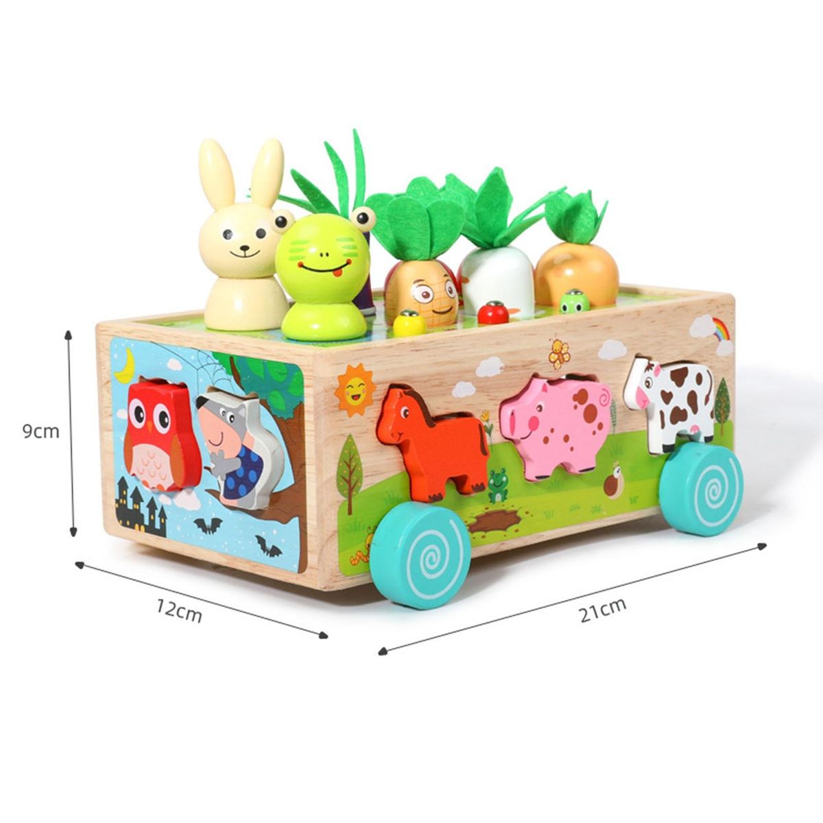 Wooden Intelligence Car Farm Car Toy Set Wooden Blocks for Toddlers