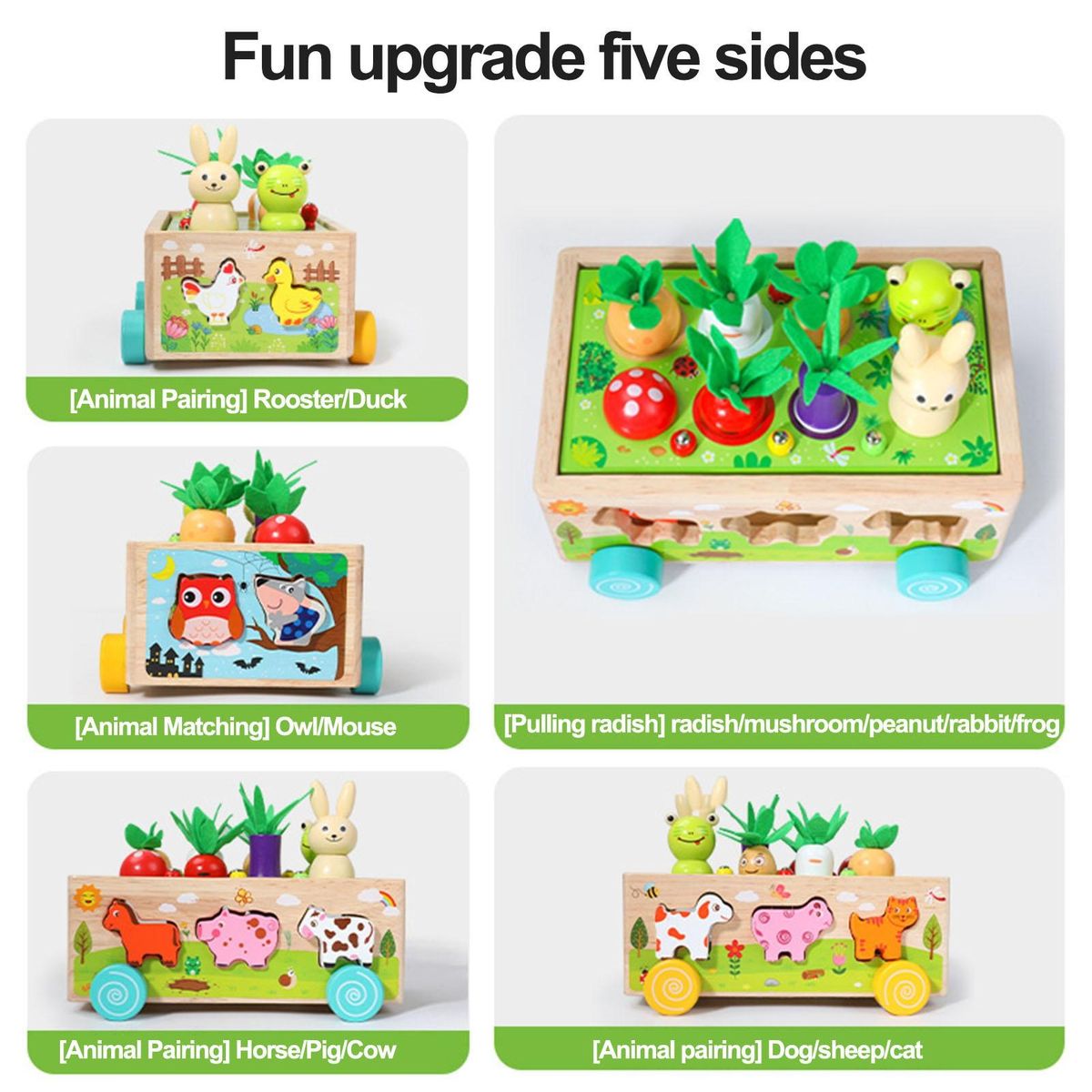 Wooden Intelligence Car Farm Car Toy Set Wooden Blocks for Toddlers