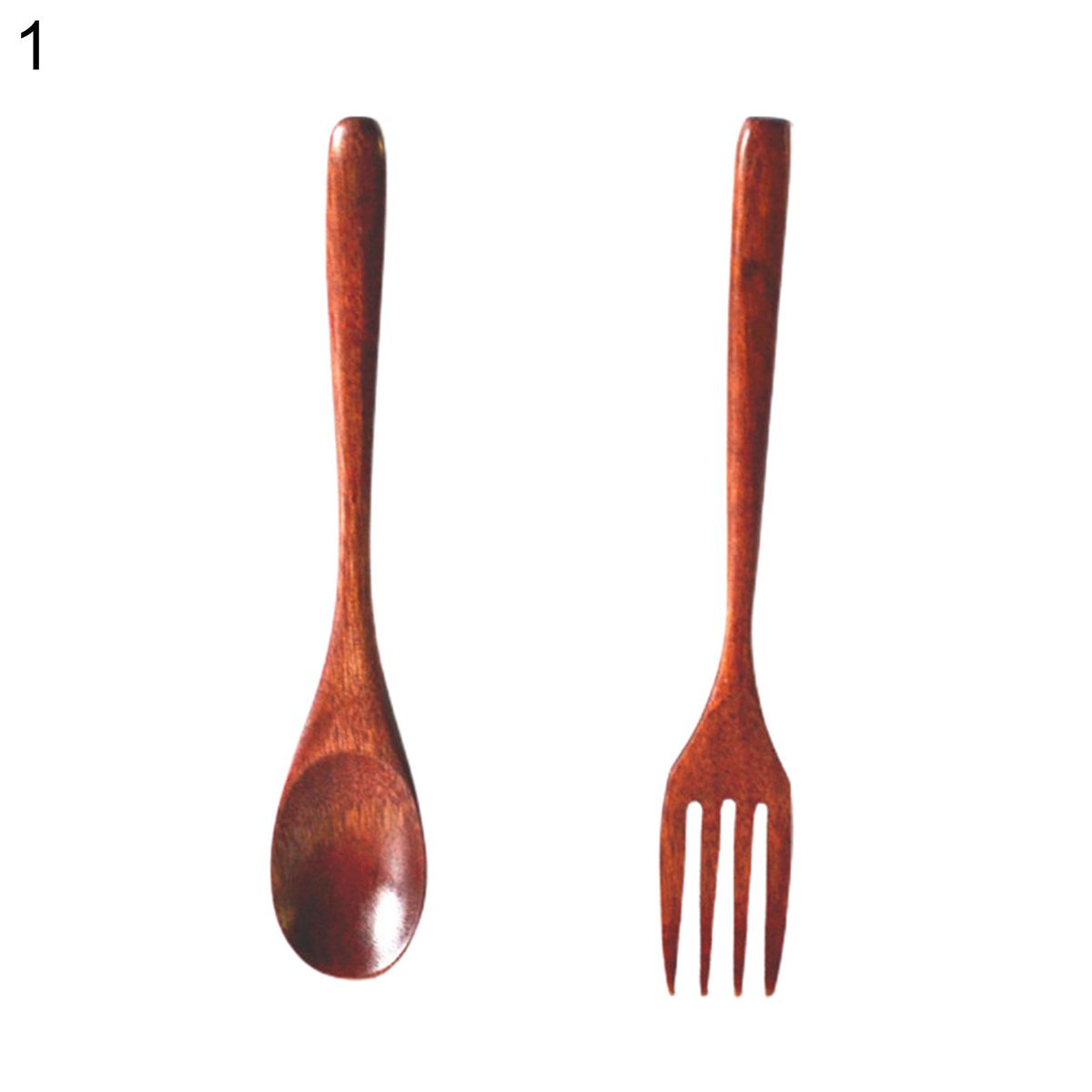 Wooden Long Handle Soup Spoon Honey Stirring Fork Kitchen-