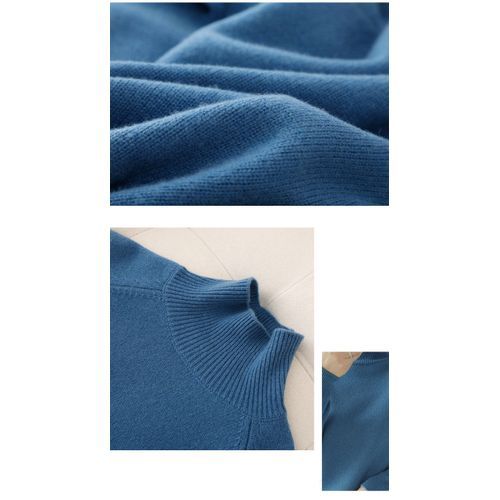 Women Turtleneck Autumn Winter Sloid Knitted Casual Pullover Sweaters-Black