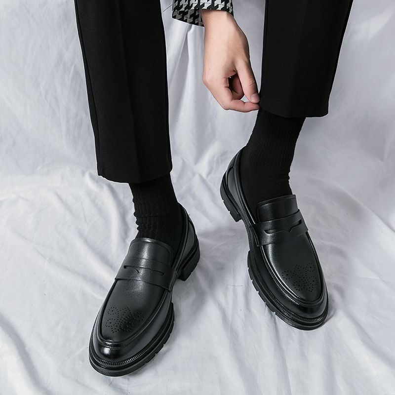 Italian Handmade Mens Formal Shoes Slip On Calf Leather Oxfords Size 45 46 Top Quality Luxury Brogue Wedding Party Dress Shoes For Men Classic Style Leather Shoes Male Office Loafers Black