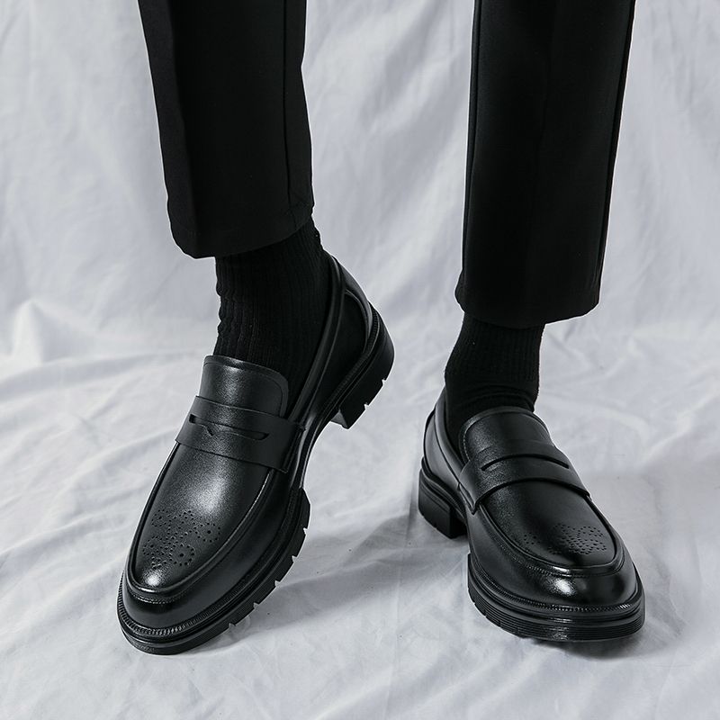 Italian Handmade Mens Formal Shoes Slip On Calf Leather Oxfords Size 45 46 Top Quality Luxury Brogue Wedding Party Dress Shoes For Men Classic Style Leather Shoes Male Office Loafers Black