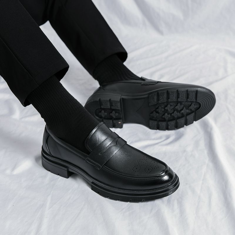 Italian Handmade Mens Formal Shoes Slip On Calf Leather Oxfords Size 45 46 Top Quality Luxury Brogue Wedding Party Dress Shoes For Men Classic Style Leather Shoes Male Office Loafers Black