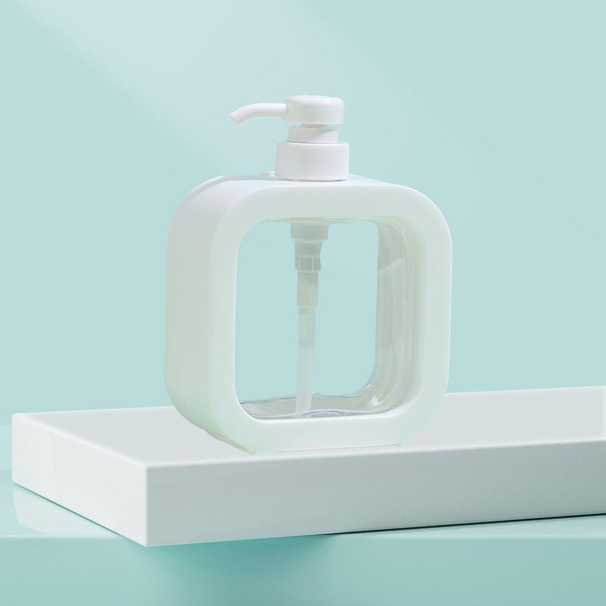 Design Liquid Soap Dispenser Square Dispenser Bottle 500ml for Lotion White