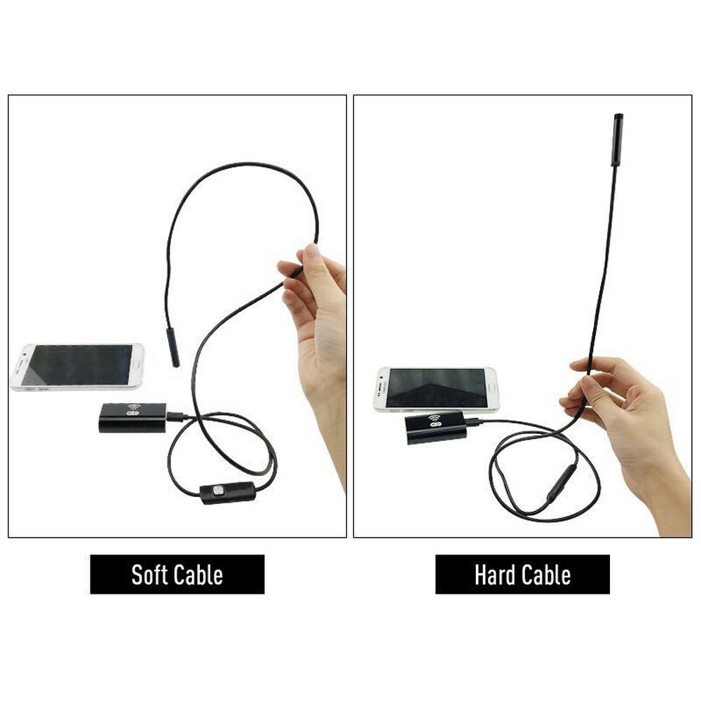 Endoscope Camera Wifi 8 LED Light 8.0mm 5m IP67 Flexible Hard Cable Snake Borescope  Camera Android Smartphone PC 7-as Show