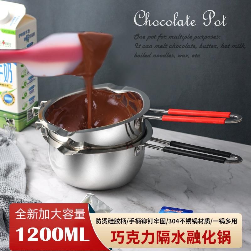 Butter cheese chocolate melting pot melting wax pot melting wax pot water-proof melting bowl baking utensils heating pot 304 material 16CM outer pot + 600ml steel handle melting pot (with white box 200*130*245mm)