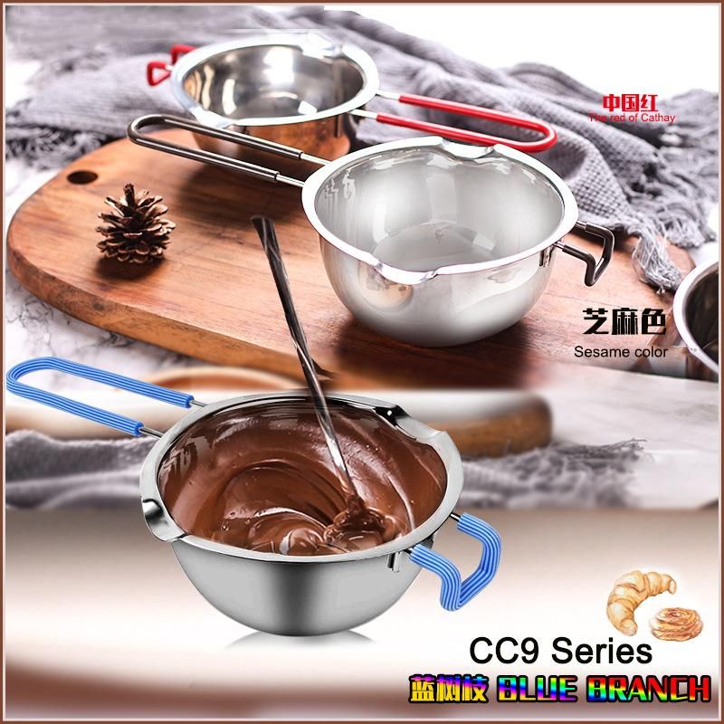 Butter cheese chocolate melting pot melting wax pot melting wax pot water-proof melting bowl baking utensils heating pot 304 material 16CM outer pot + 600ml steel handle melting pot (with white box 200*130*245mm)