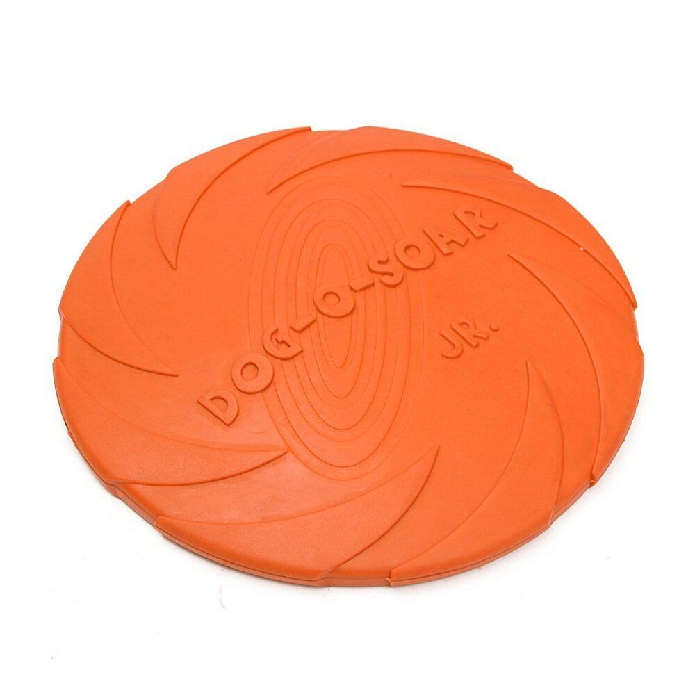 Rubber Pet Dog Frisbee Flying Disc Toy For Outdoor Large Dog Training Orange S