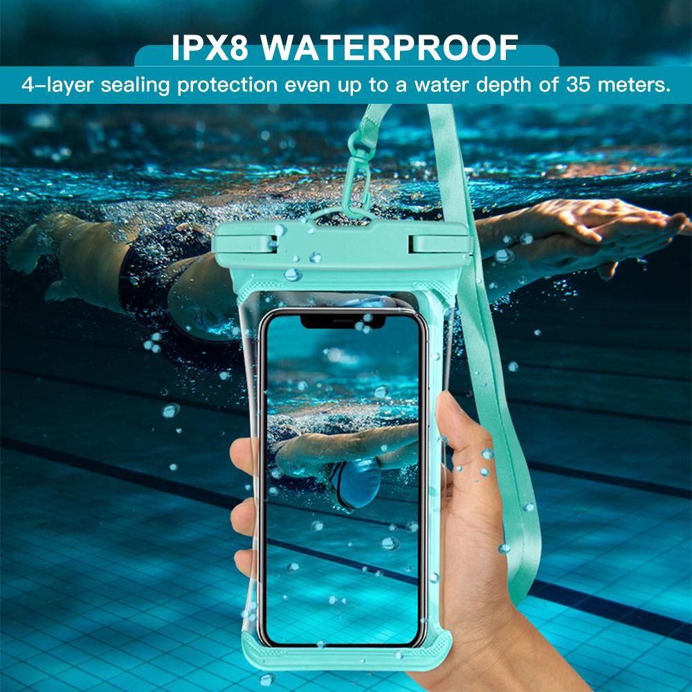 Waterproof Phone Pouch IPX8 Waterproof TPU Phone Case Bag with Lanyard for Outdoor Water Sports Kayaking Boating Swimming