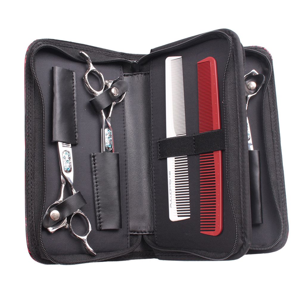 PU Leather Hair  Shears Case Hairdressing Tool Dark Purple